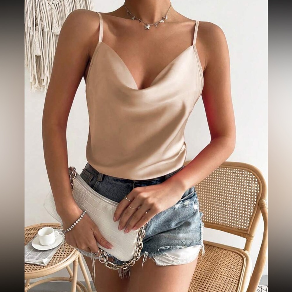 Champagne Satin cami bodysuit